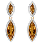 Champagne Quartz Dangle Earrings 8.48 Carats Gold Plated Silver