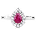 Ruby Ring With Diamonds 0.86 Carats 14K White Gold