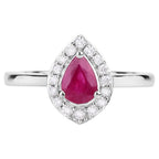 Ruby Ring With Diamonds 0.86 Carats 14K White Gold