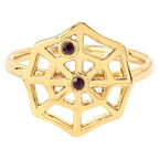 Garnet Spider Web Ring 0.02 Carats Gold Plated Silver