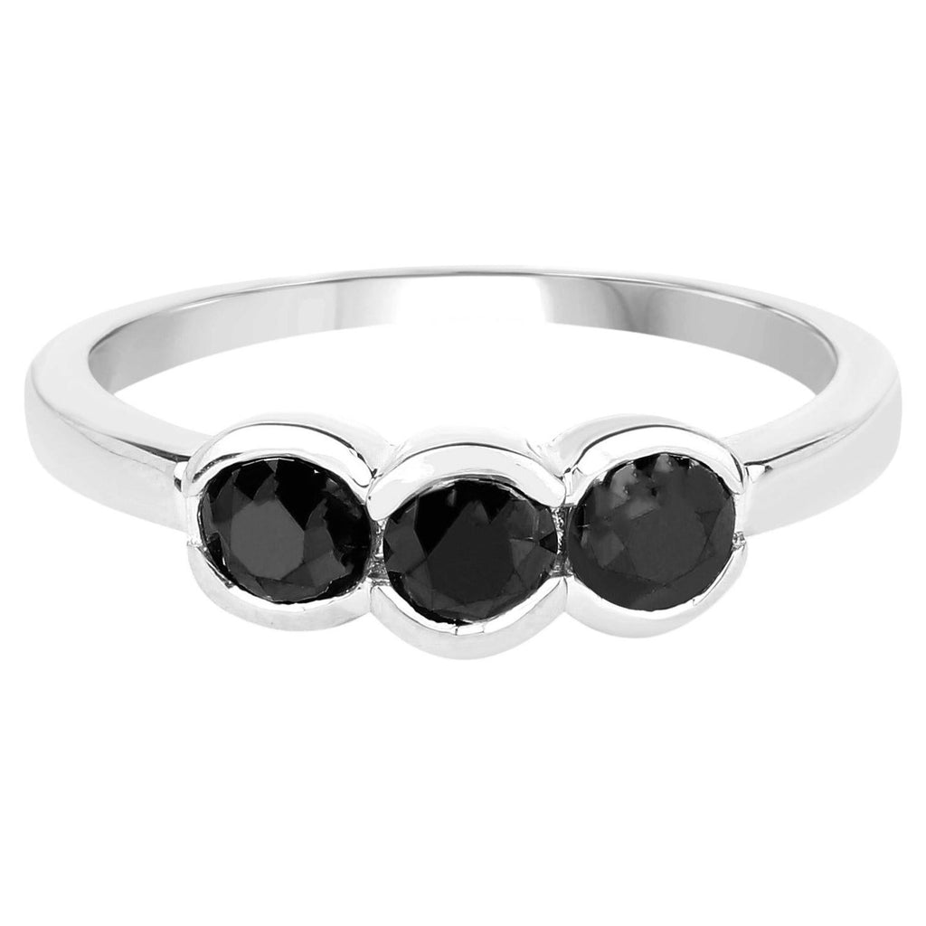Black Diamond Ring 1.14 Carats Sterling Silver