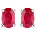 Natural Ruby Stud Earrings 1.02 Carats 10K White Gold