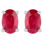 Natural Ruby Stud Earrings 1.02 Carats 10K White Gold