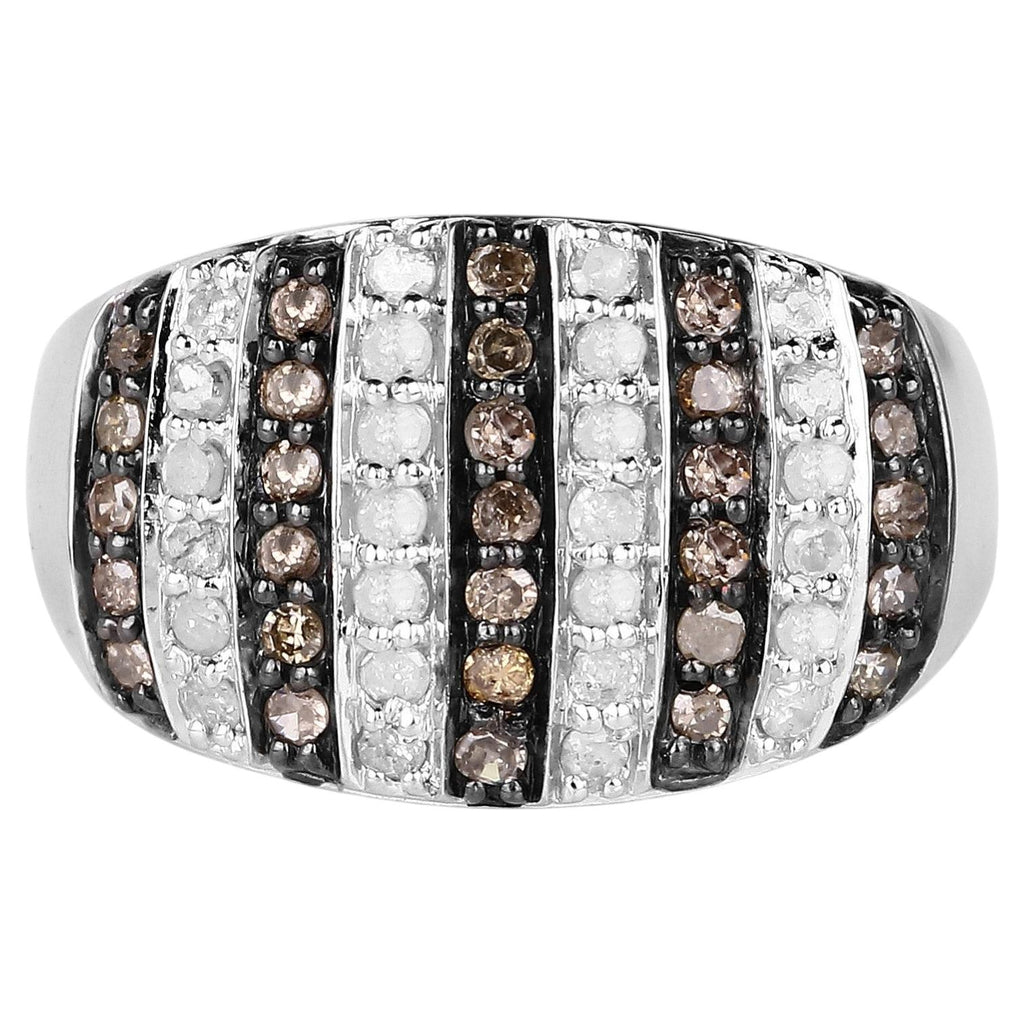 Multicolor Diamond Ring 0.8 Carats Sterling Silver