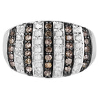 Multicolor Diamond Ring 0.8 Carats Sterling Silver