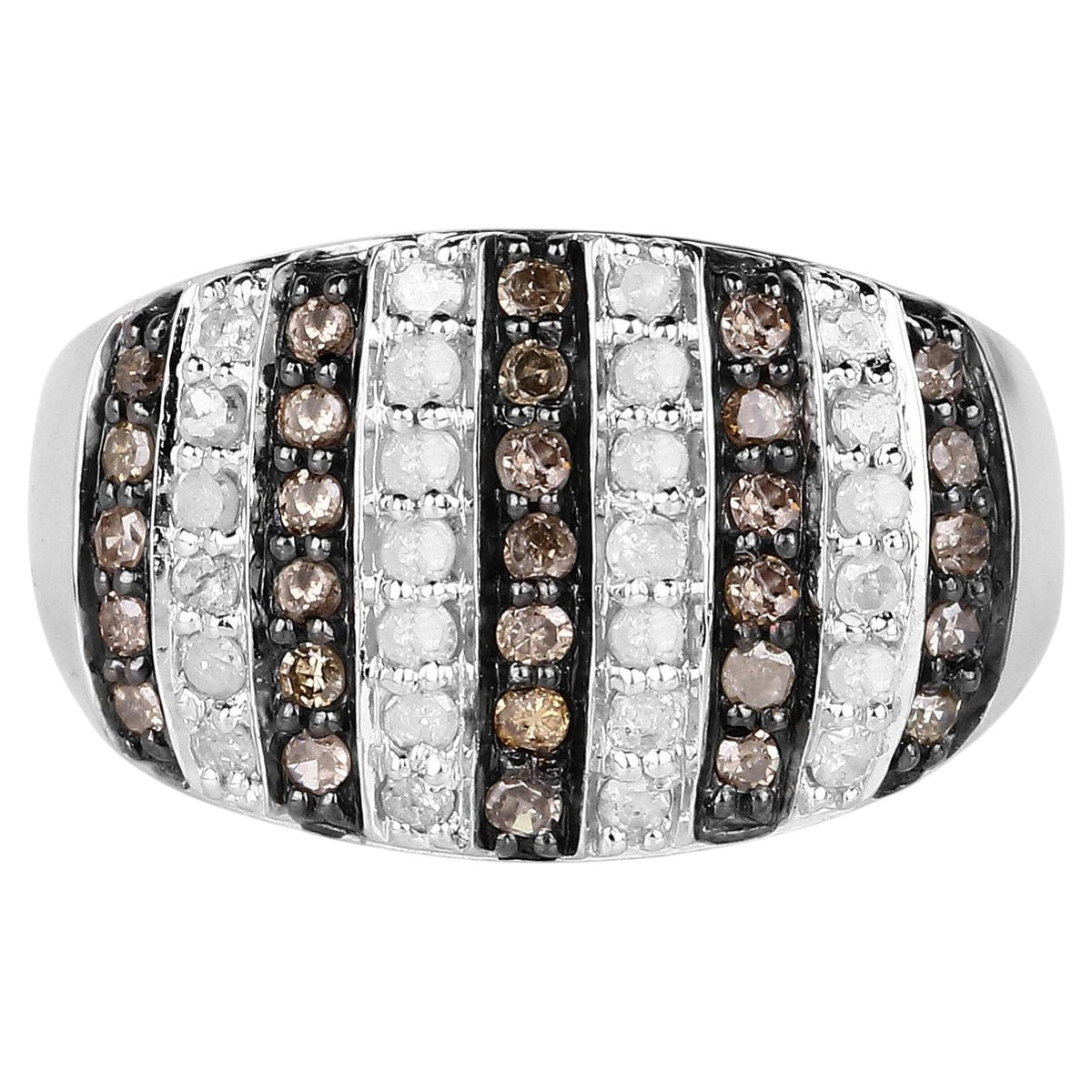 Multicolor Diamond Ring 0.8 Carats Sterling Silver