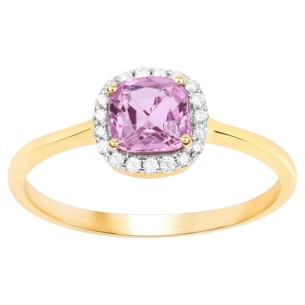 Pink Spinel Ring With Diamonds 1.06 Carats 14K Yellow Gold