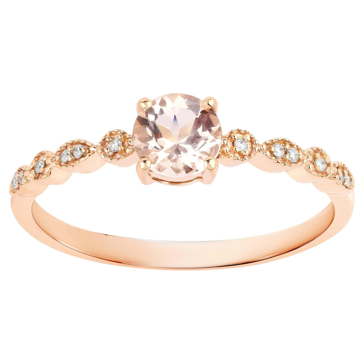 Morganite Ring With Diamonds 0.4 Carats 10K Rose Gold