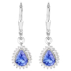 Natural Tanzanite Earrings With White Topaz 1.48 Carats Sterling Silver