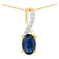 Blue Sapphire Pendant With Diamonds 0.48 Carats 14K Yellow Gold