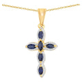 Blue Sapphire Pendant 0.88 Carats Gold Plated Silver