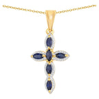 Blue Sapphire Pendant 0.88 Carats Gold Plated Silver