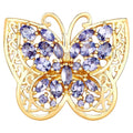 Tanzanite Butterfly Ring 2.4 Carats Gold Plated Silver