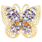 Tanzanite Butterfly Ring 2.4 Carats Gold Plated Silver