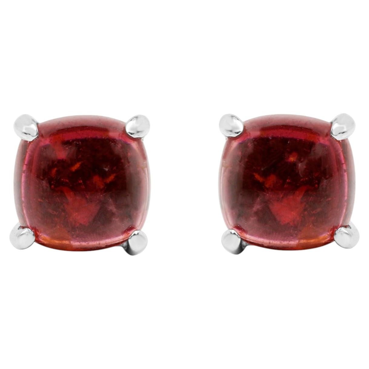 Pink Topaz Stud Earrings 2.58 Carats Sterling Silver