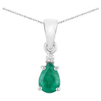Zambian Emerald Pendant With Diamonds 0.66 Carats 14K White Gold