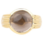 Smoky Quartz Ring 4.88 Carats Gold Plated Silver