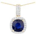Blue Sapphire Pendant With Diamonds 2.14 Carats 18K Yellow Gold