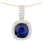Blue Sapphire Pendant With Diamonds 2.14 Carats 18K Yellow Gold