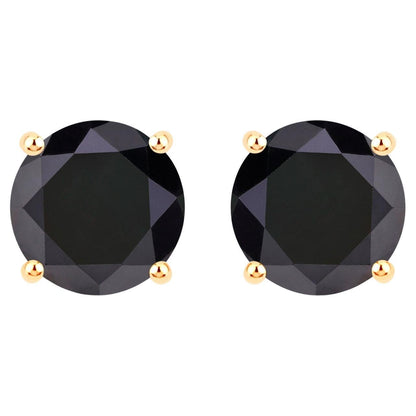 Black Diamond Stud Earrings 4.76 Carats 14K Yellow Gold