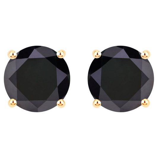Black Diamond Stud Earrings 4.76 Carats 14K Yellow Gold