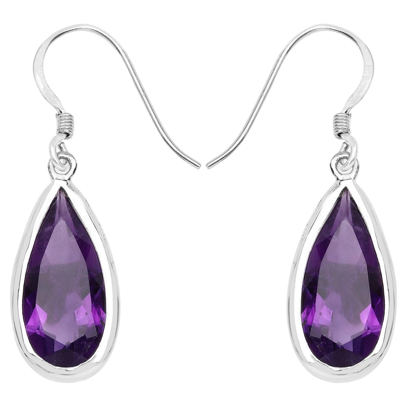 Amethyst Earrings 10 Carats Sterling Silver