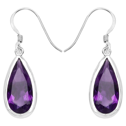 Amethyst Earrings 10 Carats Sterling Silver