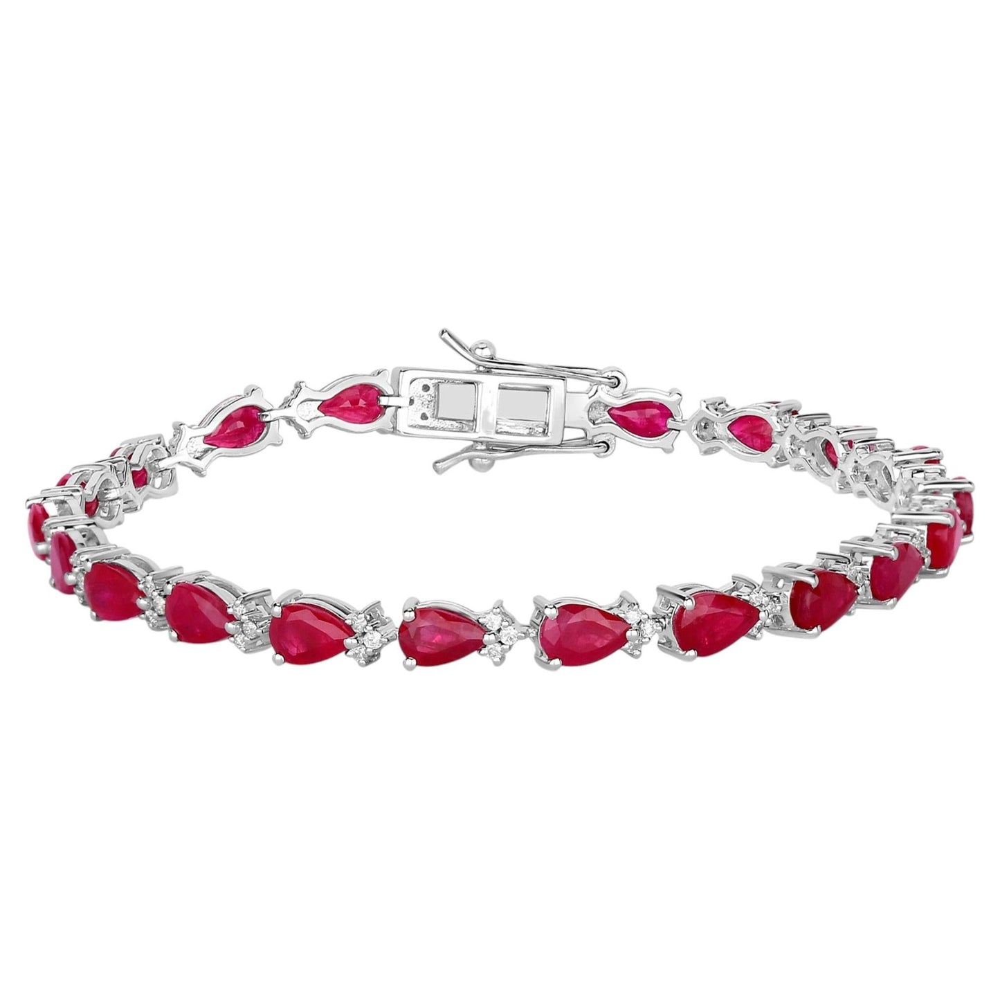 Ruby Bracelet With Diamonds 8.86 Carats 14K White Gold
