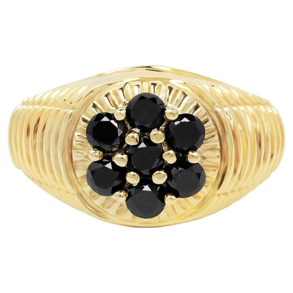 Black Diamond Ring 1.38 Carats Gold Plated Silver