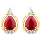 Ruby Stud Earrings With Diamonds 1.32 Carats 14K Yellow Gold