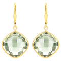 Green Amethyst Earrings 19.5 Carats 18K Yellow Gold Plated Silver