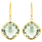 Green Amethyst Earrings 19.5 Carats 18K Yellow Gold Plated Silver