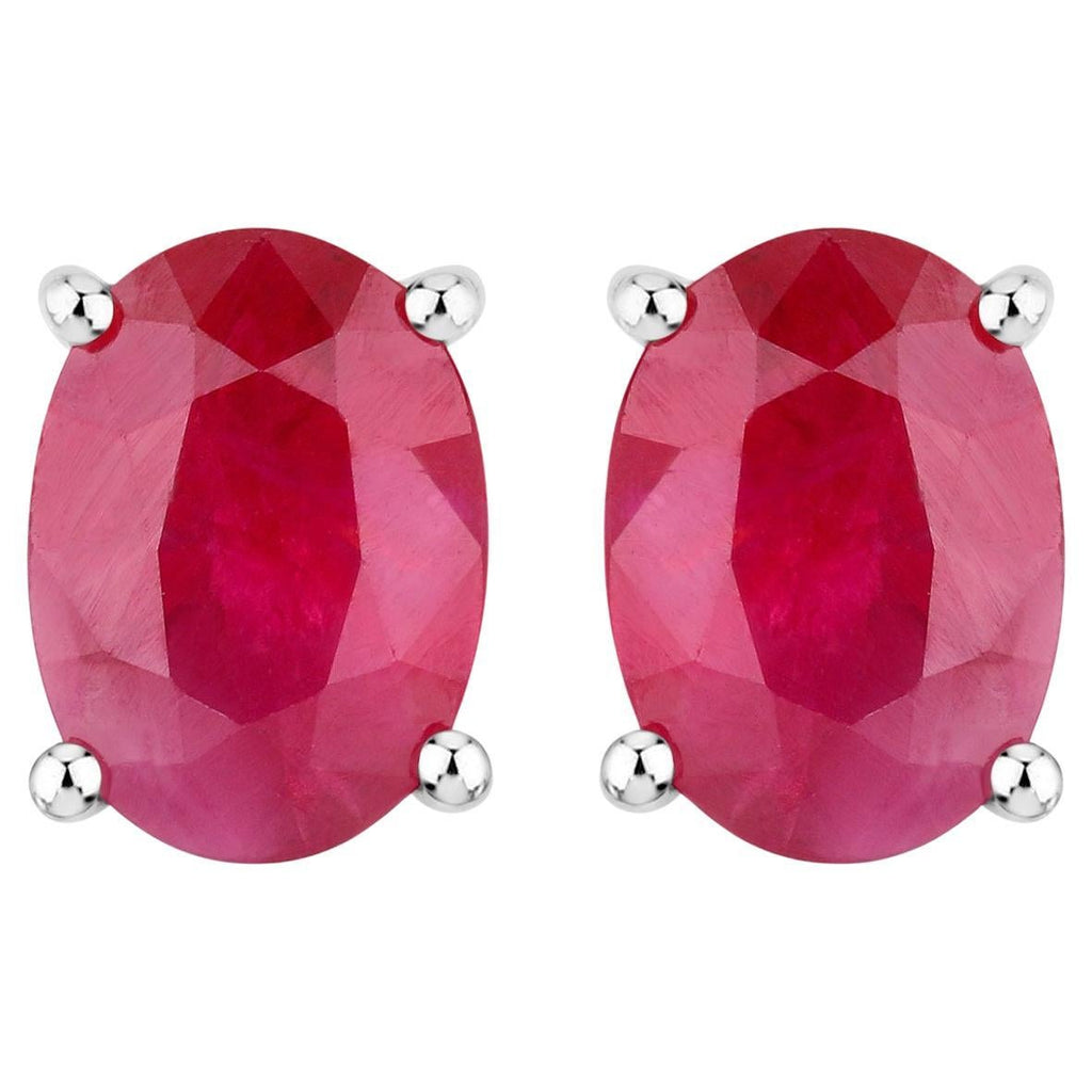 Ruby Earrings 1.68 Carats 14K White Gold