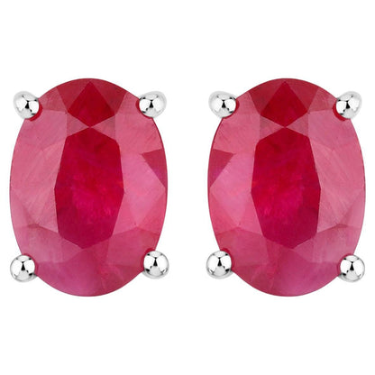 Ruby Earrings 1.68 Carats 14K White Gold