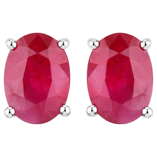 Ruby Earrings 1.68 Carats 14K White Gold