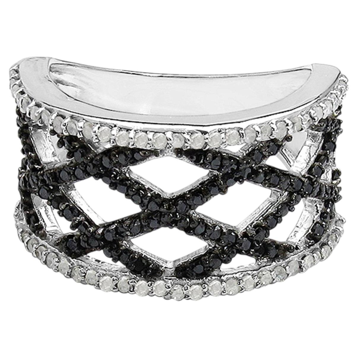 Multicolor Diamond Ring 0.88 Carats Sterling Silver