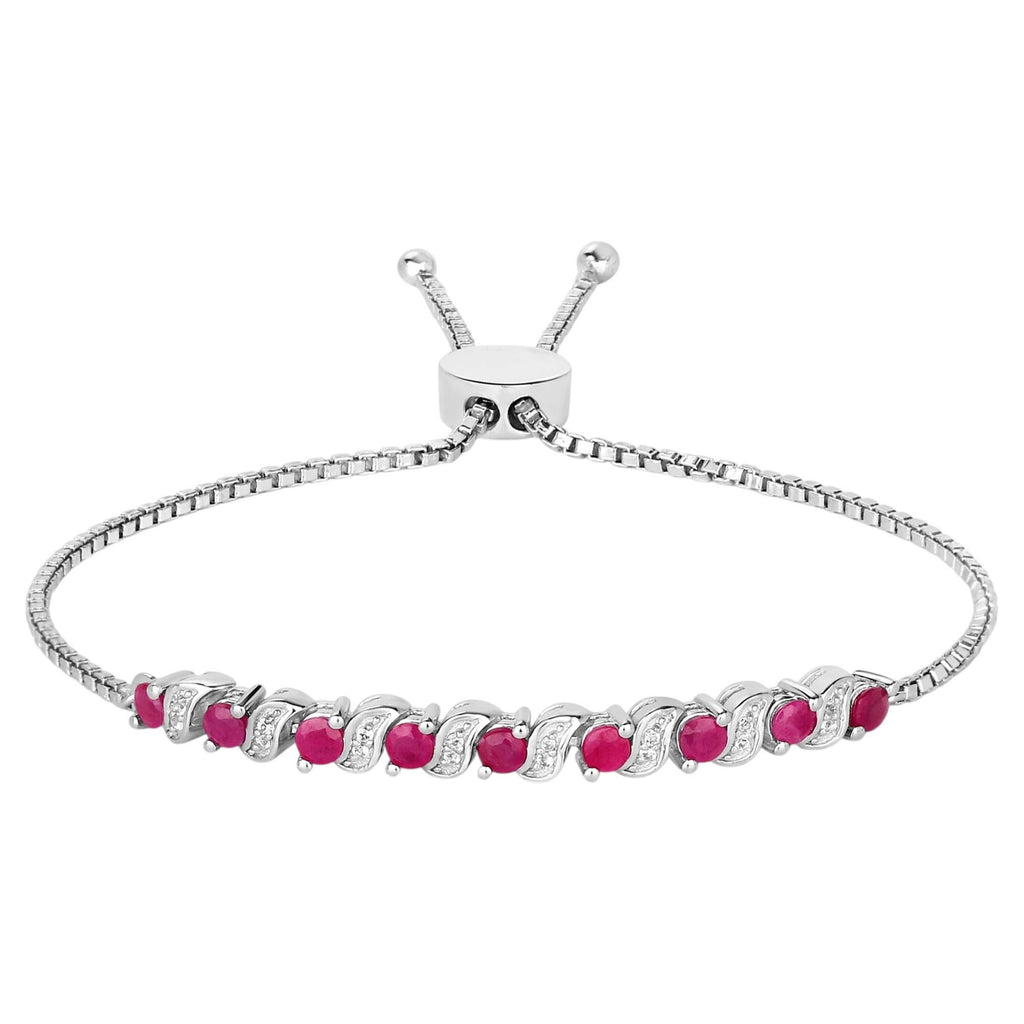 Ruby Bracelet With White Topaz 1.22 Carats Sterling Silver