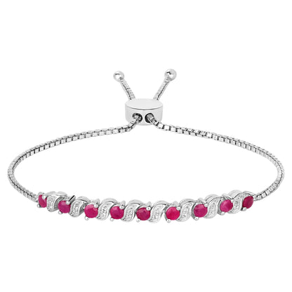 Ruby Bracelet With White Topaz 1.22 Carats Sterling Silver