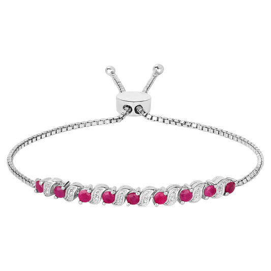 Ruby Bracelet With White Topaz 1.22 Carats Sterling Silver