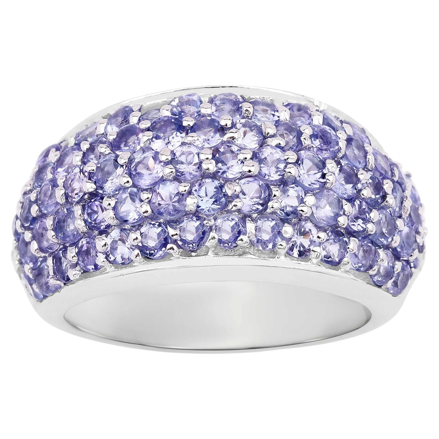 Tanzanite Ring With White Topaz 2.76 Carats Sterling Silver