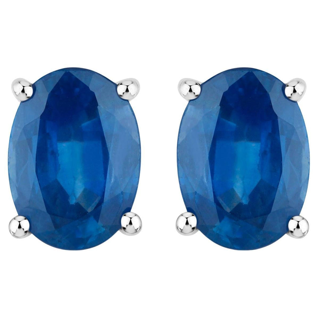 Blue Sapphire Earrings 1.88 Carats 14K White Gold