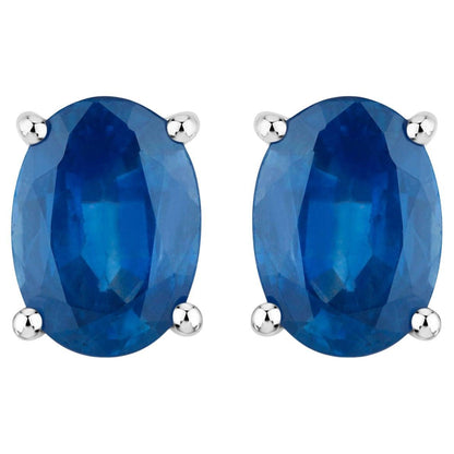 Blue Sapphire Earrings 1.88 Carats 14K White Gold