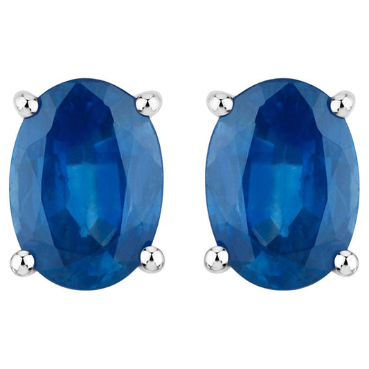 Blue Sapphire Earrings 1.88 Carats 14K White Gold