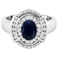 Blue Sapphire Ring With Diamonds 1.72 Carats 14K White Gold
