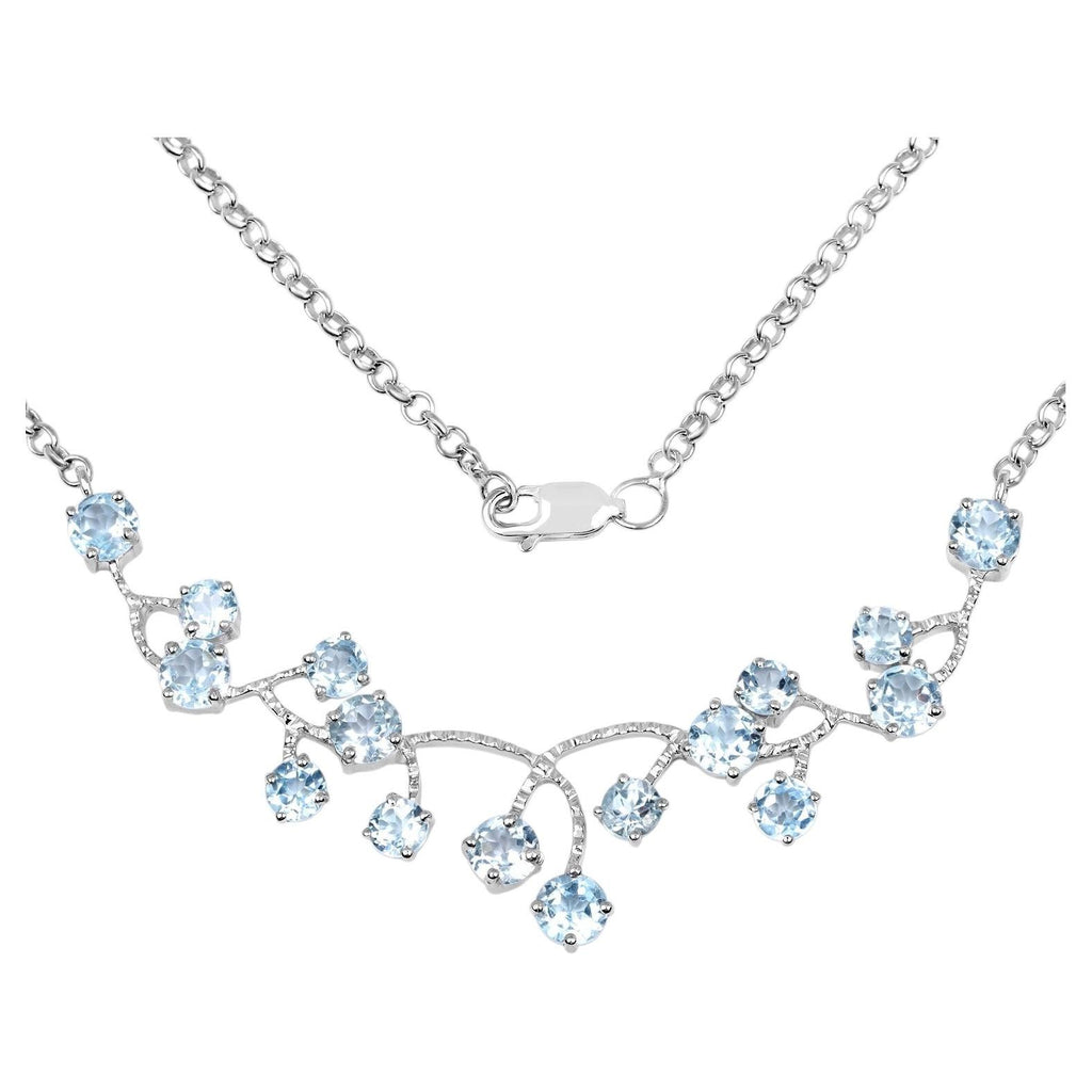 Blue Topaz Necklace 7.32 Carats Sterling Silver