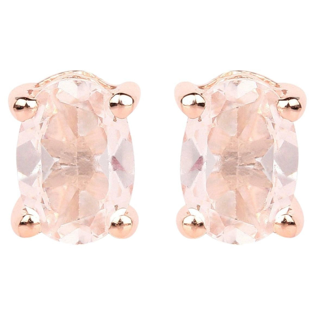 Morganite Stud Earrings 0.78 Carats Gold Plated Silver