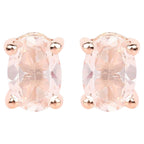 Morganite Stud Earrings 0.78 Carats Gold Plated Silver