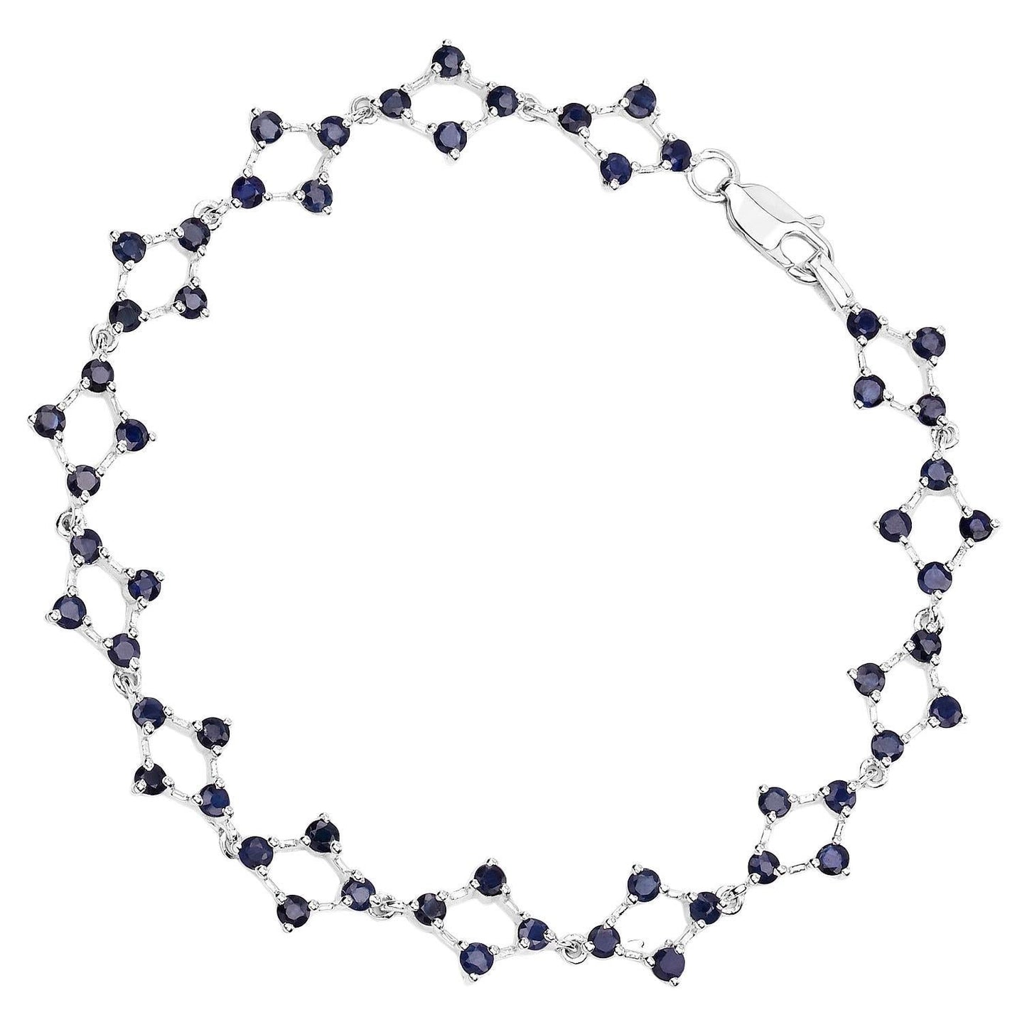 Blue Sapphire Strand Bracelet 3.3 Carats Silver