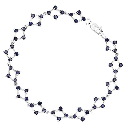 Blue Sapphire Strand Bracelet 3.3 Carats Silver