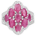 Ruby Ring With White Zircon 4.66 Carats Sterling Silver